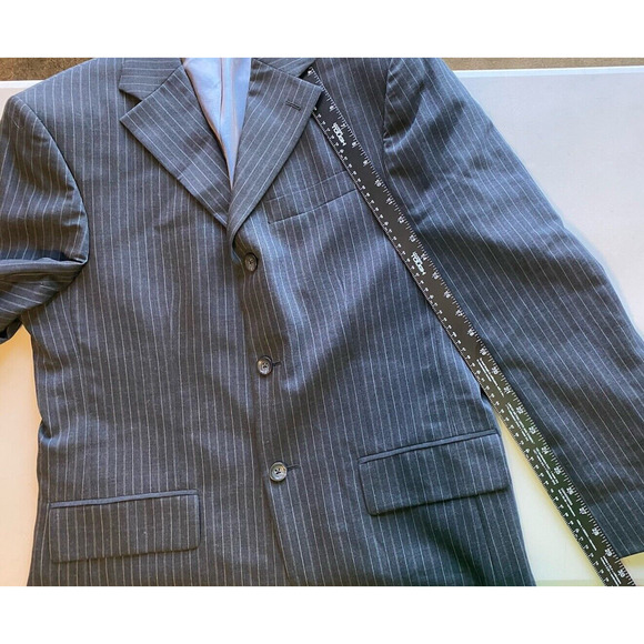 Oscar De La Renta Mens 38R Blazer Sportscoat Gray Wool Jacket Business Office - Picture 12 of 14